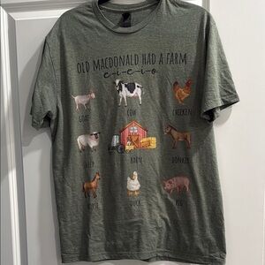 Green Old MacDonald Farm T-Shirt sz l